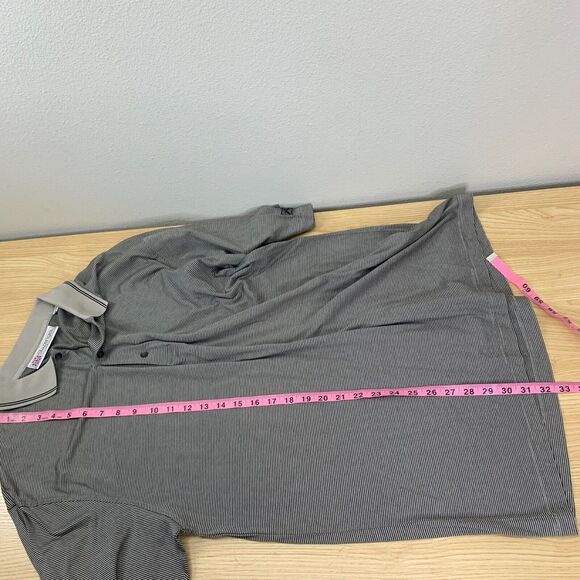 Slazenger Polo Shirt Mens L Striped Logo Golf Tennis Gray Classic Dadcore - Picture 6 of 6